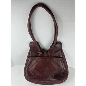 Vintage Geometric Patchwork Hobo Purple Leather Shoulder Purse Bag Pocketbook ￼